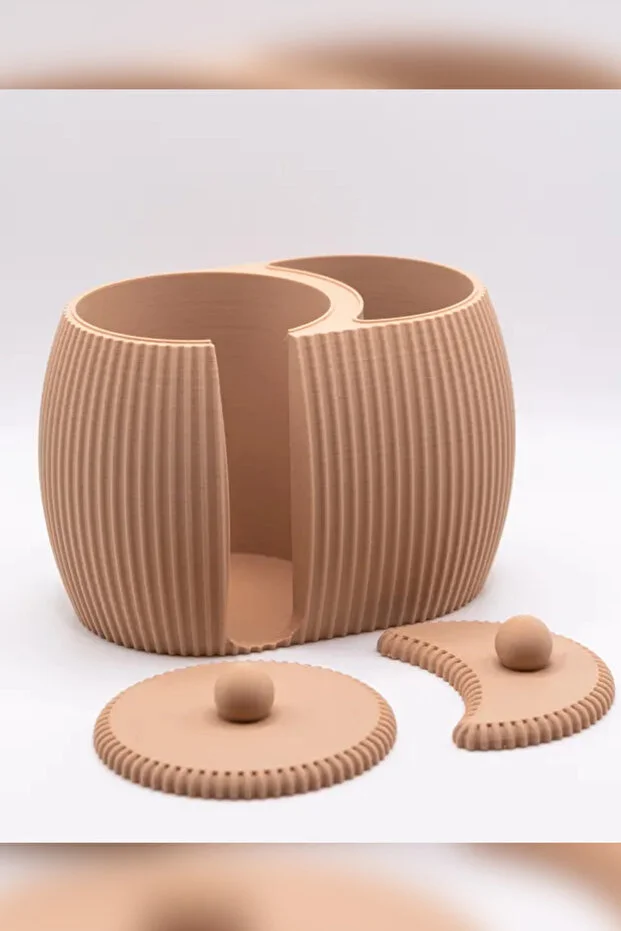 Çift Bölmeli Pamuk & Kulak Çubuğu Düzenleyici | Cotton Pad & Cotton Swab Holder